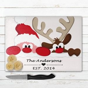Personalized Holiday Glass Cutting Boards